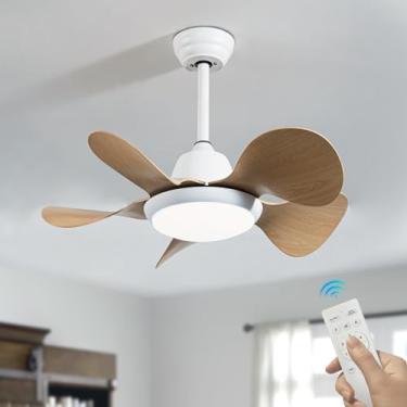Imagem de Ventiladores de teto pequenos com lâmpadas Silencioso motor DC reversível de 6 velocidades Ventiladores de teto modernos com luzes e controle remoto Função inverno/verão Mini luz de ventilad