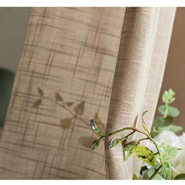 Imagem de Cortinas brancas transparentes com gancho, cortina de fio semiblackout de linho cortinas de voile transparente para sala de jantar - 1 painel marrom claro L 150xh270 cm (149.9x269.2 cm)