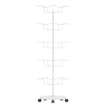 Imagem de Rack de armazenamento móvel independente de 5 camadas e suporte de exibição - Suporte giratório de metal para chapéus com rodas para bonés, perucas e acessórios para a cabeça - Organizador de garagem