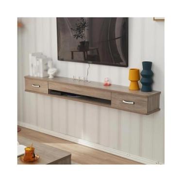 Imagem de CFGH6FDF Suporte de TV flutuante prateleira de TV flutuante, armário de TV montado na parede, prateleiras flutuantes com porta, console de mídia de entretenimento unidade de parede (pequena)