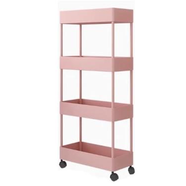Imagem de Rack organizador de chuveiro impermeável, carrinho de armazenamento com rodinhas de 3 a 5 camadas, prateleira de piso de aço carbono para cozinha, espaço estreito, perfeito para lanches, artesanato