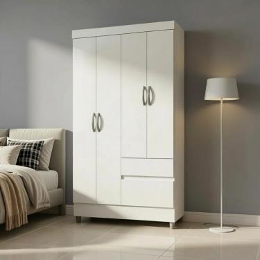 Imagem de Guarda Roupa 4 Portas 2gavetas Solteiro Pequeno Ideal Branco
