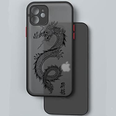 Imagem de Black Dragon Phone Case para iPhone 11 7 8 Plus X XR XS 12 12pro MAX 6S 6 SE 2020 Fashion Animal Hard PC Back Cover Shell, 2,1 Black, C3776, para iPhone 12 mini