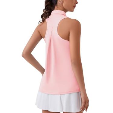 Imagem de ZHENWEI Camisa polo feminina de golfe sem mangas de secagem rápida FPS 50+ regata nadador, rosa, GG