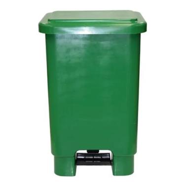 Imagem de Lixeira 50 Litros Cesto Plástico Com Pedal e Aro Trava Saco - Lar Plás