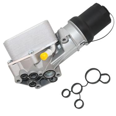 Imagem de XUNUOPARTS Termostato de filtro de refrigerador de óleo de alumínio 2,5 L compatível com Volkswagen Golf 2010-2014 Volkswagen Passat 2010-2014 substituição # 07K115397D 07K115397A 07K115397B