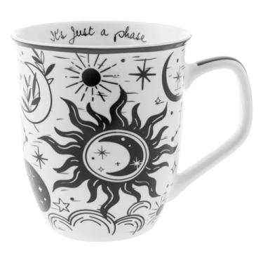 Imagem de Karma Presentes 400 ml Caneca Boho Preto e Branco Celestial - Caneca fofa de café e chá - Canecas de café de cerâmica para mulheres e homens
