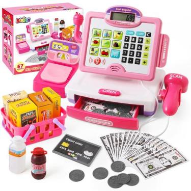 Imagem de Brinquedo de caixa registradora Pretend Play BAODLON com calculadora 5