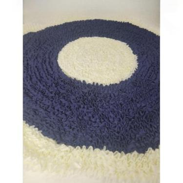 Imagem de Tapetes FruFru Flor Sala Quarto Cozinha Banheiro(Palha Com Azul Marinho)