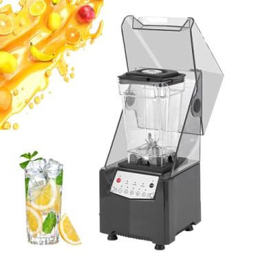 Imagem de Liquidificador EléTrico de 1000W com tampa à prova de som, painel inteligente, design com 6 lâminas, ideal para preparar smoothies, nozes, cubos de gelo e frutas