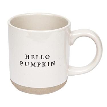 Imagem de Sweet Water Decor Caneca de café Hello Pumpkin | Canecas de café de outono de grés | Seguro para micro-ondas e lava-louças | Xícara de café de 400 ml | Presentes de outono