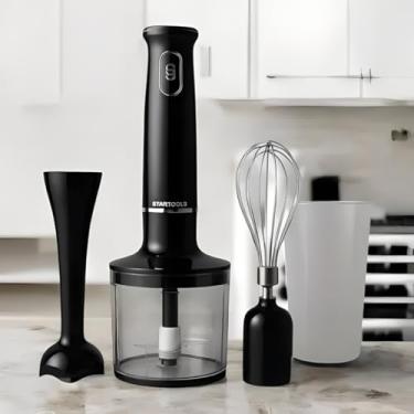 Imagem de Mixer misturador multiuso 3 em 1 Aço Inox 200W 127V Copo 700ml Resistente Velocidade Variável Design Ergonômico Preto e Branco
