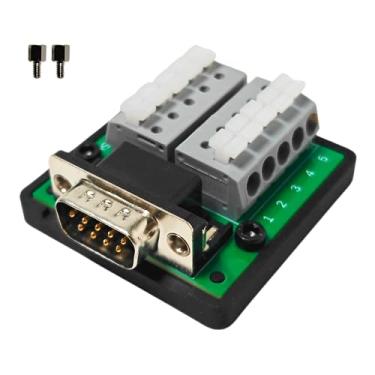 Imagem de Input Technologies - Placa de breakout de conector DB9 com conectores de terminal de mola para comunicação serial CAN e RS232, fiação sem solda (DB9ST-M-A)