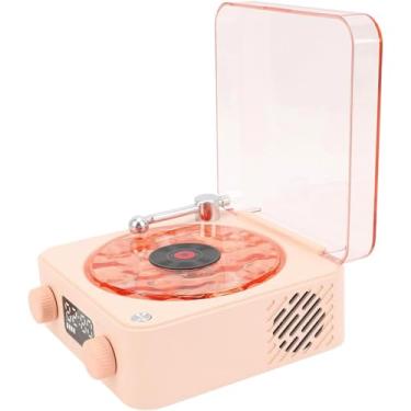 Imagem de Caixa De Som Vitrola Toca Disco Vinil Bluetooth Cartao Tf USB Recarregavel Portatil Musica Luminaria Led Retro Vintage