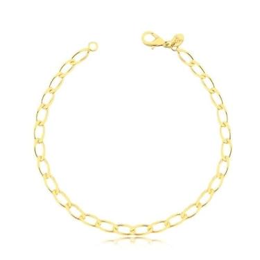 Imagem de Pulseira Masculina Elos Alongados Zircônia Folheada A Ouro