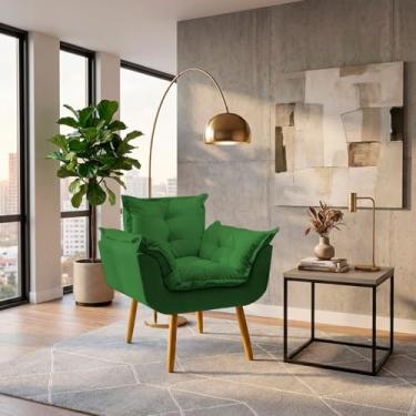 Imagem de Poltrona Alice Decorativa Para Sala Cadeira Reforçada Para Recepção Manicure Clínica Sala De Espera Consultório Escritório Pé Castanho - Clique & Decore (Verde)