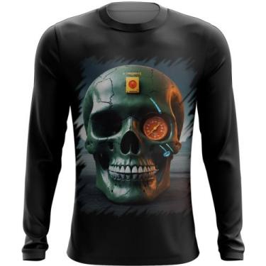 Imagem de Camiseta Manga Longa Caveira Militar Logo Guerra 2 - Kasubeck Store®, 