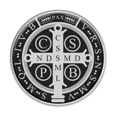 Imagem de Adesivo Medalha de São Bento Preto e Branco Auto Relevo Tamanho:M - Nã