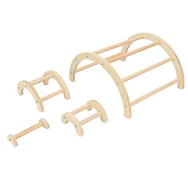 Imagem de Tnfeeon Poleiro de frango forte pinheiro de madeira selva ginásio, suporte de barra de frango de madeira em forma de para pássaros grandes bebês pintinhos