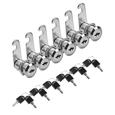 Imagem de MoHern Fechaduras de armário, 6 peças com chave igual (30 mm) de fechaduras cilíndricas, trava de liga de zinco com chaves para armário, gaveta, trailer e mais