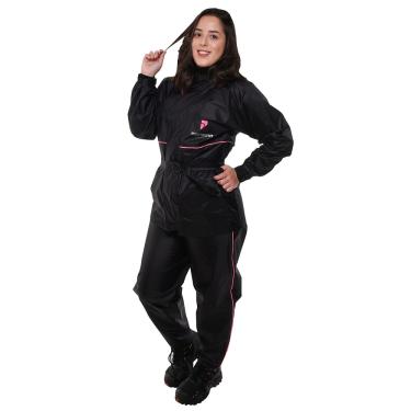 Imagem de Conjunto Impermeável Full Motociclista Feminino Com Capuz e Bolso Pioneira