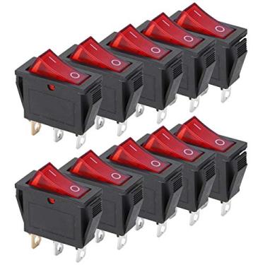 Imagem de 10 pcs luz vermelha iluminada snap-in interruptor de balancim de barco alternar power3 pinos ac 250 v 15a interruptor de ligar/desligar posição kcd3 acessórios para eletrodomésticos