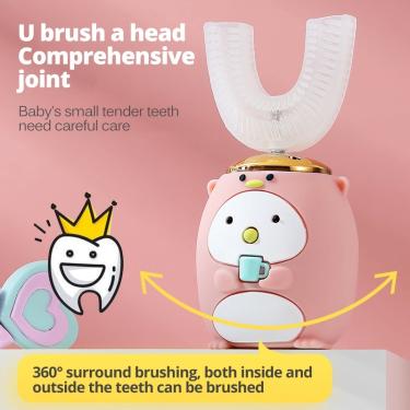 Imagem de Escova de dentes elétrica infantil para crianças Smart 360 graus U