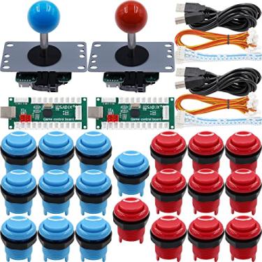 Imagem de SJ@JX Arcade Game 2 Player Controller DIY Kit Microswitch Recessed Button 4&8 Way Joystick Zero Delay USB Encoder Fighting Stick Handles Console for PC MAME Raspberry Pi Retropie