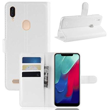 Imagem de LEAGOO M11 Capa, carteira flip de couro PU premium com compartimento para cartão, suporte e fecho magnético [capa interior à prova de choque de TPU] Compatível com LEAGOO M11