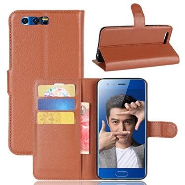 Imagem de Capa carteira para Huawei Honor 9, carteira flip de couro PU premium com compartimento para cartão, suporte e fecho magnético [capa interna à prova de choque de TPU] Compatível com Huawei Honor 9