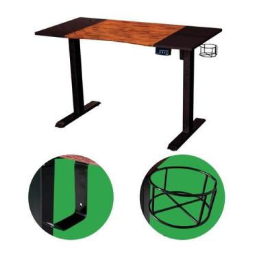 Imagem de Mesa Elétrica Com Regulagem de Altura - Preta e Marrom - MIXTOU