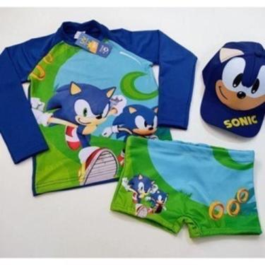 Imagem de Sunga infantil + Camisa UV + Boné - Proteção Solar UV 50 - Conjunto UV