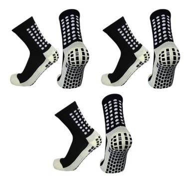 Imagem de Kit 3 pares Meia Antiderrapante Futebol Esportivo Profissional Meião T