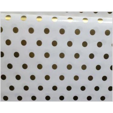 Imagem de Papel Presente Bobina Couchê 60CM X 100M Bolinhas Ouro - VMP