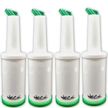 Imagem de Kit 4 Garrafa Storen Pour 1l Verde Weck Mixologista Licores Caldas Bar