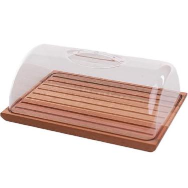 Imagem de Migalheira de Madeira com Tampa Acrílica 36x25cm Suporte Porta Pão Ess