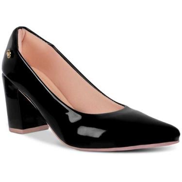 Imagem de Sapato Scarpin Feminino Salto Alto Verniz  Bico Fino - Takata, Preto, 