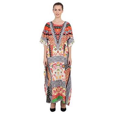Imagem de Miss Lavish London Vestidos Kaftan para mulheres, saída de praia plus size africano e Dubai Kaftans ideal para loungewear e roupa de banho - preto, GG, 146-preto, E