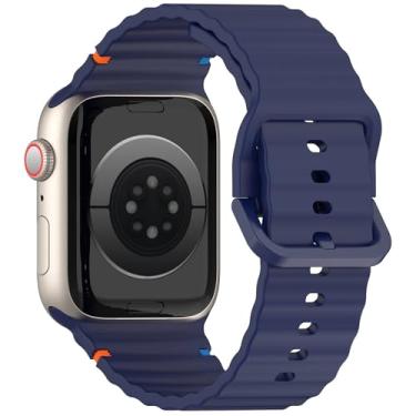 Imagem de Pulseira Ondulada LTimports compativel com Apple Watch 46mm Series 10, Apple Watch 45mm Series 9/8/7, Apple Watch 44mm Series 6/5/4/SE, Apple Watch 42mm Series 3/2/1 e Apple Watch Ultra/Ultra2 49mm (LT-Azul)
