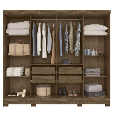 Imagem de Guarda-roupa Casal 8 Portas 4 Gavetas e Pés Diplomata Castanho W/Baunilha