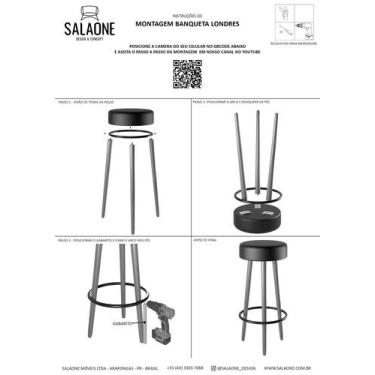 Imagem de Kit -4 Banquetas Londres Sued Retro- Salaone