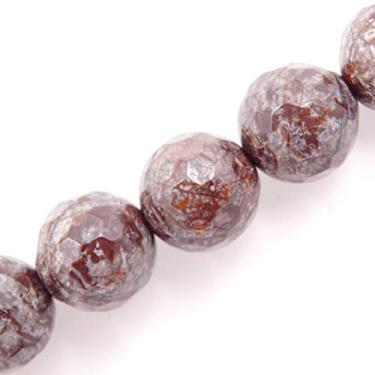 Imagem de Malahill Contas de pedras preciosas facetadas para fabricação de joias, vendidas por saco, 5 fios internos (obsidiana de floco de neve da China, 8 mm)