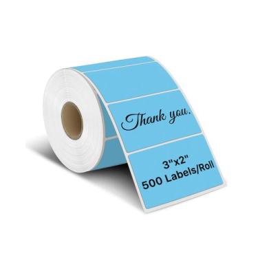 Imagem de Adesivos Térmicos iEager (3x2cm) - Pacote com 500 Etiquetas Azuis