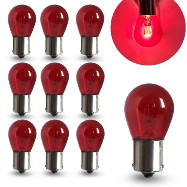 Imagem de YYTQP 10 peças de carro PY21W S25 12V21W BAU15S lâmpada, lâmpada de freio, substituição de lâmpada de seta, mini lâmpada traseira, substituição para carros, caminhões, SUVs e motocicletas (vermelho)