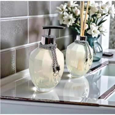 Imagem de Kit Lavabo Branco Banheiro Completo Vidro Super Luxo Presente Ambar - 