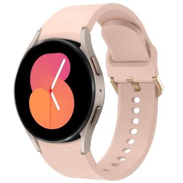 Imagem de KIMAIXA Pulseira para Galaxy Watch 5 de 40 mm e 44 mm/Galaxy Watch 5 Pro 45 mm/Galaxy Watch 4 40 mm 44 mm/Galaxy Watch 4 Classic Band 42 mm 46 mm, pulseira esportiva de silicone de 20 mm, pulseira feminina e masculina, rosa oficial
