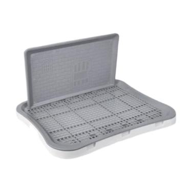 Imagem de Generic Bandeja para penico de cachorro, grades de malha portáteis, comadre removível, suporte para tapete higiênico, banheiro de treinamento para cães, Branco Cinza