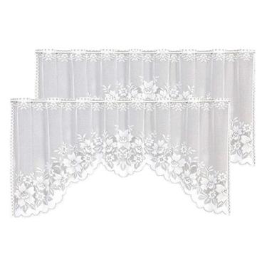 Imagem de Cortinas Valance WUBODTI Vintage White Sheer Swag 160x60cm 2P