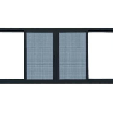 Imagem de Janela de Correr com Tela Mosquiteira 200cm x 100cm Vidro de Segurança 0,6cm Fábrica do Alumínio Preto