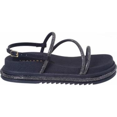 Imagem de Sandália Papete Strass Feminina Flatform Tirinhas Brilhos - Fashionei,